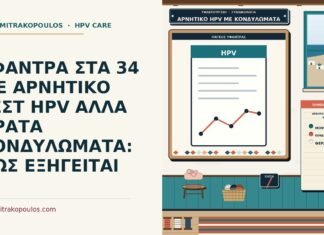 αρνητικό τεστ HPV με ορατά κονδυλώματα