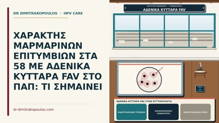 ΧΑΡΑΚΤΗΣ ΜΑΡΜΑΡΙΝΩΝ ΕΠΙΤΥΜΒΙΩΝ ΣΤΑ 58 ΜΕ ΑΔΕΝΙΚΑ ΚΥΤΤΑΡΑ FAV ΣΤΟ ΠΑΠ: ΤΙ ΣΗΜΑΙΝΕΙ αδενικά κύτταρα FAV στην κυτταρολογία