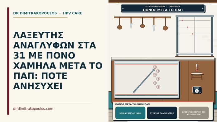 ΛΑΞΕΥΤΗΣ ΑΝΑΓΛΥΦΩΝ ΣΤΑ 31 ΜΕ ΠΟΝΟ ΧΑΜΗΛΑ ΜΕΤΑ ΤΟ ΠΑΠ: ΠΟΤΕ ΑΝΗΣΥΧΕΙ πόνος μετά τη λήψη Παπ