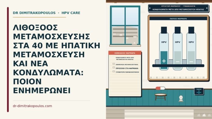 ΛΙΘΟΞΟΟΣ ΜΕΤΑΜΟΣΧΕΥΣΗΣ ΣΤΑ 40 ΜΕ ΗΠΑΤΙΚΗ ΜΕΤΑΜΟΣΧΕΥΣΗ ΚΑΙ ΝΕΑ ΚΟΝΔΥΛΩΜΑΤΑ: ΠΟΙΟΝ ΕΝΗΜΕΡΩΝΕΙ κονδυλώματα μετά από μεταμόσχευση ήπατος