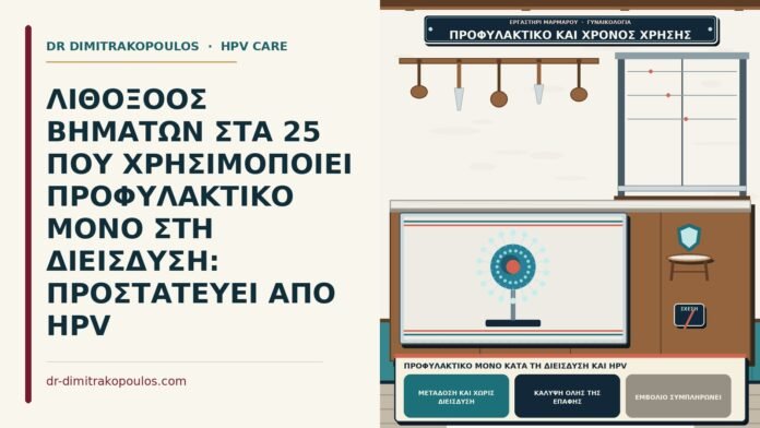 ΛΙΘΟΞΟΟΣ ΒΗΜΑΤΩΝ ΣΤΑ 25 ΠΟΥ ΧΡΗΣΙΜΟΠΟΙΕΙ ΠΡΟΦΥΛΑΚΤΙΚΟ ΜΟΝΟ ΣΤΗ ΔΙΕΙΣΔΥΣΗ: ΠΡΟΣΤΑΤΕΥΕΙ ΑΠΟ HPV προφυλακτικό μόνο κατά τη διείσδυση και HPV