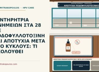 ΣΥΝΤΗΡΗΤΡΙΑ ΜΝΗΜΕΙΩΝ ΣΤΑ 28 ΜΕ ΠΟΔΟΦΥΛΛΟΤΟΞΙΝΗ ΚΑΙ ΑΠΟΤΥΧΙΑ ΜΕΤΑ ΔΥΟ ΚΥΚΛΟΥΣ: ΤΙ ΑΚΟΛΟΥΘΕΙ αποτυχία ποδοφυλλοτοξίνης μετά δύο κύκλους