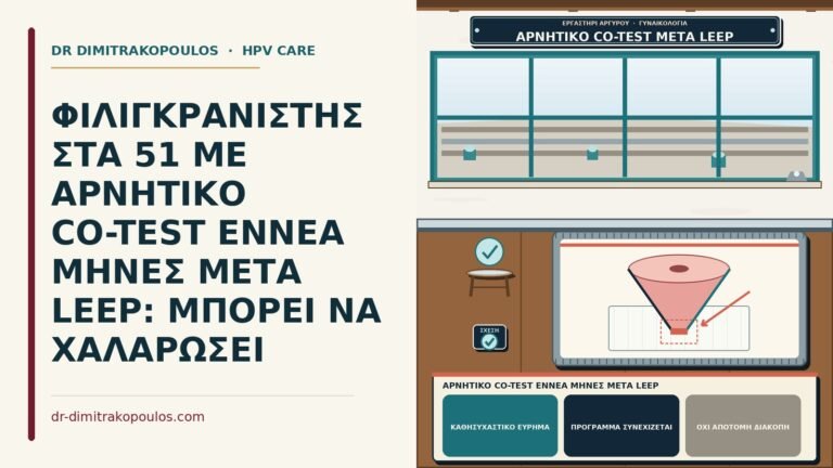 αρνητικό co-test εννέα μήνες μετά LEEP