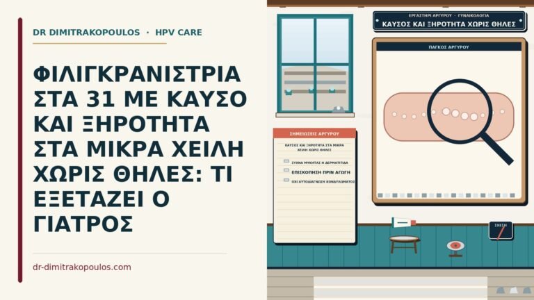 καύσος και ξηρότητα στα μικρά χείλη χωρίς θηλές