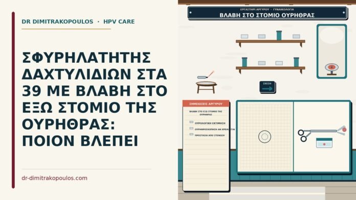 ΣΦΥΡΗΛΑΤΗΤΗΣ ΔΑΧΤΥΛΙΔΙΩΝ ΣΤΑ 39 ΜΕ ΒΛΑΒΗ ΣΤΟ ΕΞΩ ΣΤΟΜΙΟ ΤΗΣ ΟΥΡΗΘΡΑΣ: ΠΟΙΟΝ ΒΛΕΠΕΙ βλάβη στο έξω στόμιο της ουρήθρας