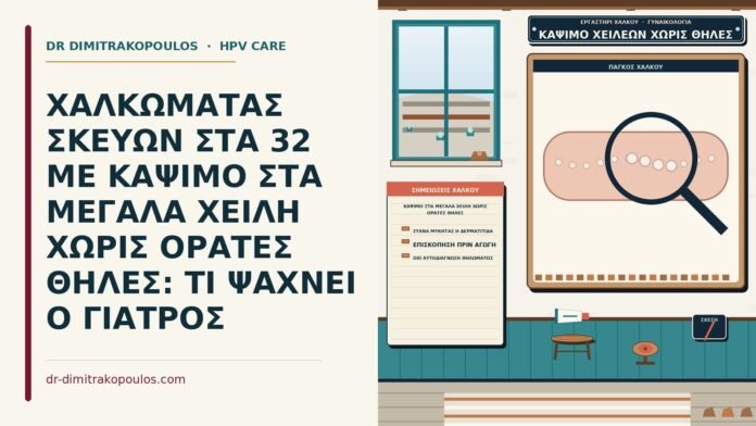 ΧΑΛΚΩΜΑΤΑΣ ΣΚΕΥΩΝ ΣΤΑ 32 ΜΕ ΚΑΨΙΜΟ ΣΤΑ ΜΕΓΑΛΑ ΧΕΙΛΗ ΧΩΡΙΣ ΟΡΑΤΕΣ ΘΗΛΕΣ: ΤΙ ΨΑΧΝΕΙ Ο ΓΙΑΤΡΟΣ κάψιμο στα μεγάλα χείλη χωρίς ορατές θηλές