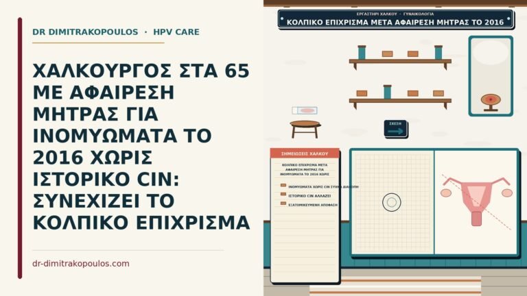 κολπικό επίχρισμα μετά αφαίρεση μήτρας για ινομυώματα το 2016 χωρίς ιστορικό CIN