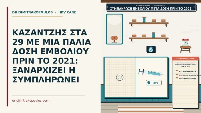 ΚΑΖΑΝΤΖΗΣ ΣΤΑ 29 ΜΕ ΜΙΑ ΠΑΛΙΑ ΔΟΣΗ ΕΜΒΟΛΙΟΥ ΠΡΙΝ ΤΟ 2021: ΞΑΝΑΡΧΙΖΕΙ Η ΣΥΜΠΛΗΡΩΝΕΙ συμπλήρωση σχήματος εμβολίου HPV μετά μία δόση πριν το 2021