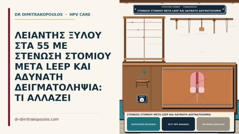 στένωση στομίου μετά LEEP και αδύνατη δειγματοληψία