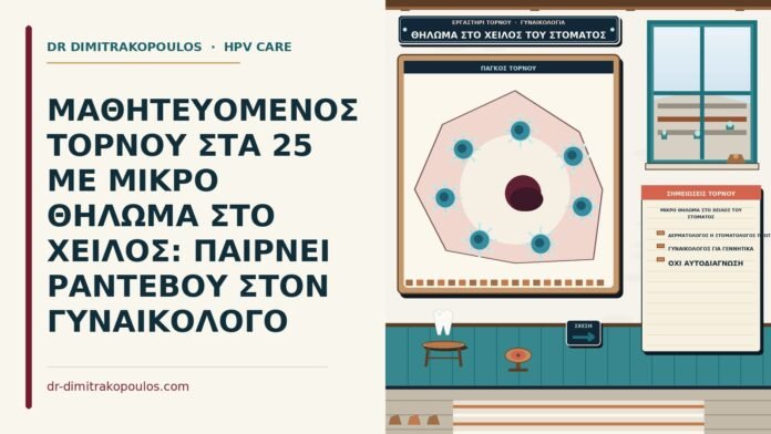 μικρό θήλωμα στο χείλος του στόματος