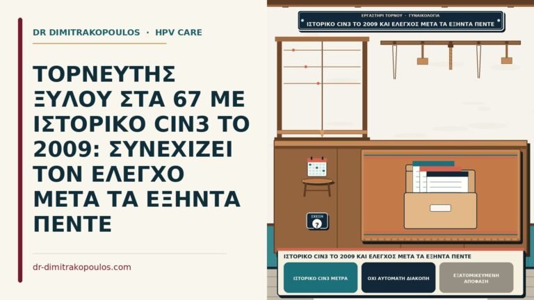 ιστορικό CIN3 το 2009 και έλεγχος μετά τα εξήντα πέντε