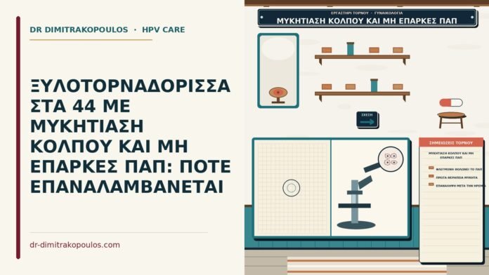 ΞΥΛΟΤΟΡΝΑΔΟΡΙΣΣΑ ΣΤΑ 44 ΜΕ ΜΥΚΗΤΙΑΣΗ ΚΟΛΠΟΥ ΚΑΙ ΜΗ ΕΠΑΡΚΕΣ ΠΑΠ: ΠΟΤΕ ΕΠΑΝΑΛΑΜΒΑΝΕΤΑΙ μυκητίαση κόλπου και μη επαρκές Παπ