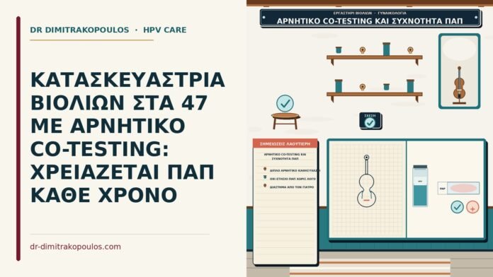ΚΑΤΑΣΚΕΥΑΣΤΡΙΑ ΒΙΟΛΙΩΝ ΣΤΑ 47 ΜΕ ΑΡΝΗΤΙΚΟ CO-TESTING: ΧΡΕΙΑΖΕΤΑΙ ΠΑΠ ΚΑΘΕ ΧΡΟΝΟ αρνητικό co-testing και συχνότητα Παπ