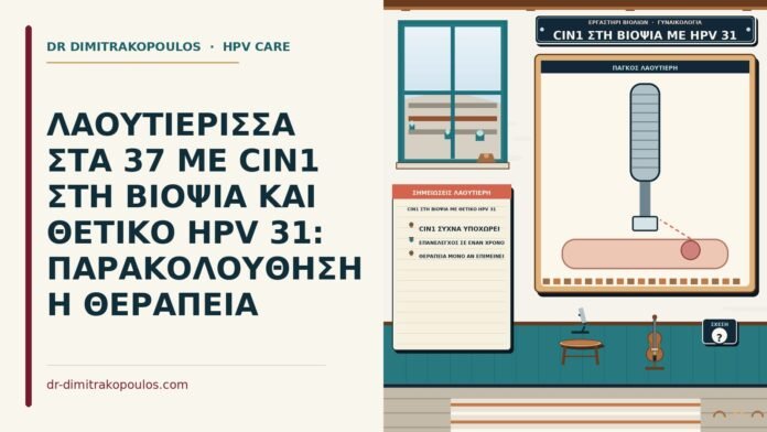 ΛΑΟΥΤΙΕΡΙΣΣΑ ΣΤΑ 37 ΜΕ CIN1 ΣΤΗ ΒΙΟΨΙΑ ΚΑΙ ΘΕΤΙΚΟ HPV 31: ΠΑΡΑΚΟΛΟΥΘΗΣΗ Η ΘΕΡΑΠΕΙΑ CIN1 στη βιοψία με θετικό HPV 31