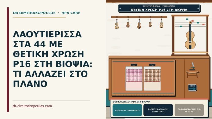 ΛΑΟΥΤΙΕΡΙΣΣΑ ΣΤΑ 44 ΜΕ ΘΕΤΙΚΗ ΧΡΩΣΗ P16 ΣΤΗ ΒΙΟΨΙΑ: ΤΙ ΑΛΛΑΖΕΙ ΣΤΟ ΠΛΑΝΟ θετική χρώση p16 στη βιοψία