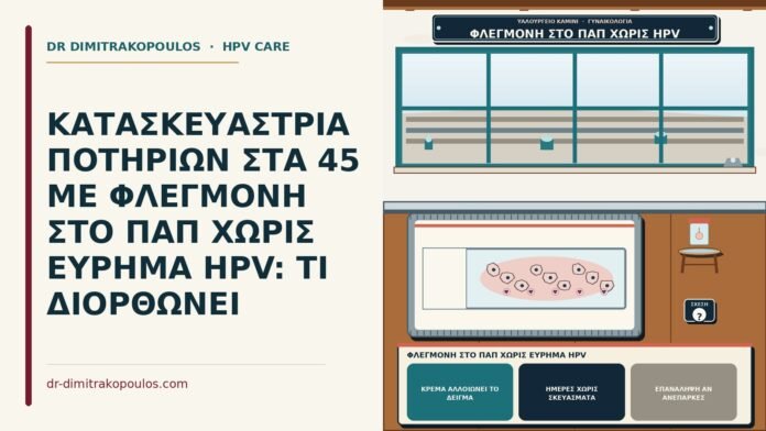 ΚΑΤΑΣΚΕΥΑΣΤΡΙΑ ΠΟΤΗΡΙΩΝ ΣΤΑ 45 ΜΕ ΦΛΕΓΜΟΝΗ ΣΤΟ ΠΑΠ ΧΩΡΙΣ ΕΥΡΗΜΑ HPV: ΤΙ ΔΙΟΡΘΩΝΕΙ φλεγμονή στο Παπ χωρίς εύρημα HPV