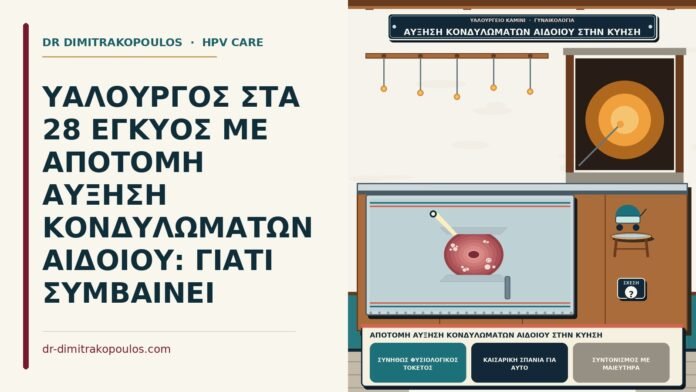 ΥΑΛΟΥΡΓΟΣ ΣΤΑ 28 ΕΓΚΥΟΣ ΜΕ ΑΠΟΤΟΜΗ ΑΥΞΗΣΗ ΚΟΝΔΥΛΩΜΑΤΩΝ ΑΙΔΟΙΟΥ: ΓΙΑΤΙ ΣΥΜΒΑΙΝΕΙ απότομη αύξηση κονδυλωμάτων αιδοίου στην κύηση