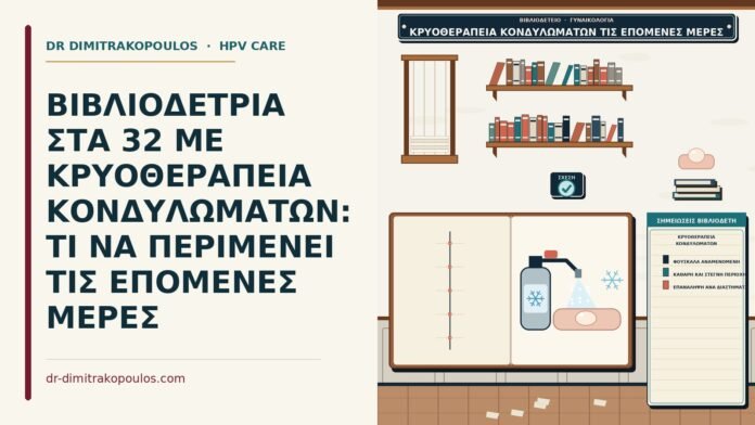 ΒΙΒΛΙΟΔΕΤΡΙΑ ΣΤΑ 32 ΜΕ ΚΡΥΟΘΕΡΑΠΕΙΑ ΚΟΝΔΥΛΩΜΑΤΩΝ: ΤΙ ΝΑ ΠΕΡΙΜΕΝΕΙ ΤΙΣ ΕΠΟΜΕΝΕΣ ΜΕΡΕΣ κρυοθεραπεία κονδυλωμάτων