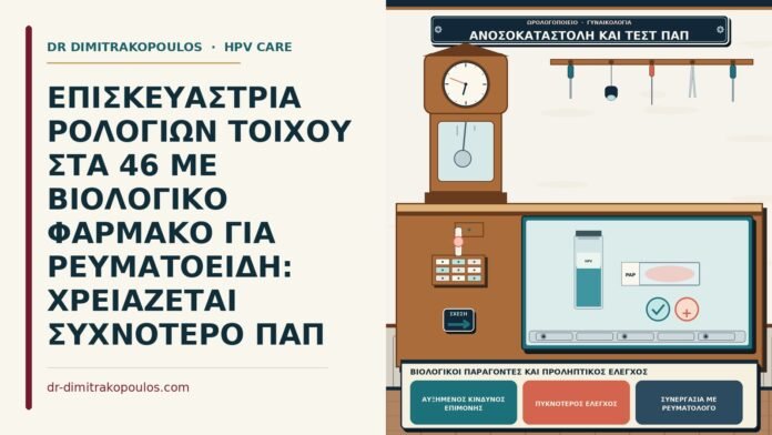 ΕΠΙΣΚΕΥΑΣΤΡΙΑ ΡΟΛΟΓΙΩΝ ΤΟΙΧΟΥ ΣΤΑ 46 ΜΕ ΒΙΟΛΟΓΙΚΟ ΦΑΡΜΑΚΟ ΓΙΑ ΡΕΥΜΑΤΟΕΙΔΗ: ΧΡΕΙΑΖΕΤΑΙ ΣΥΧΝΟΤΕΡΟ ΠΑΠ βιολογικοί παράγοντες και προληπτικός έλεγχος