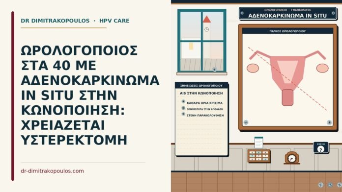 ΩΡΟΛΟΓΟΠΟΙΟΣ ΣΤΑ 40 ΜΕ ΑΔΕΝΟΚΑΡΚΙΝΩΜΑ IN SITU ΣΤΗΝ ΚΩΝΟΠΟΙΗΣΗ: ΧΡΕΙΑΖΕΤΑΙ ΥΣΤΕΡΕΚΤΟΜΗ AIS στην κωνοποίηση