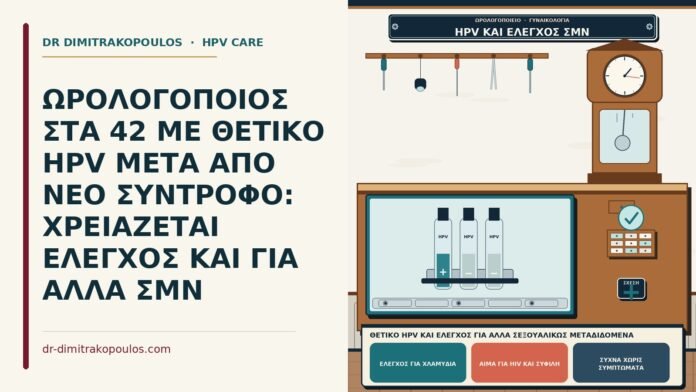 ΩΡΟΛΟΓΟΠΟΙΟΣ ΣΤΑ 42 ΜΕ ΘΕΤΙΚΟ HPV ΜΕΤΑ ΑΠΟ ΝΕΟ ΣΥΝΤΡΟΦΟ: ΧΡΕΙΑΖΕΤΑΙ ΕΛΕΓΧΟΣ ΚΑΙ ΓΙΑ ΑΛΛΑ ΣΜΝ θετικό HPV και έλεγχος για άλλα σεξουαλικώς μεταδιδόμενα