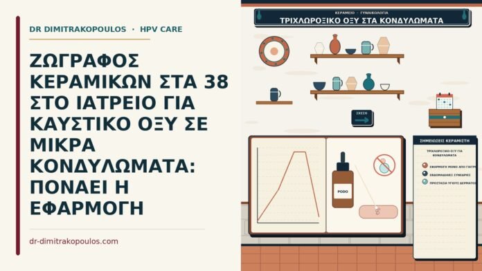 ΖΩΓΡΑΦΟΣ ΚΕΡΑΜΙΚΩΝ ΣΤΑ 38 ΣΤΟ ΙΑΤΡΕΙΟ ΓΙΑ ΚΑΥΣΤΙΚΟ ΟΞΥ ΣΕ ΜΙΚΡΑ ΚΟΝΔΥΛΩΜΑΤΑ: ΠΟΝΑΕΙ Η ΕΦΑΡΜΟΓΗ τριχλωροξικό οξύ για κονδυλώματα