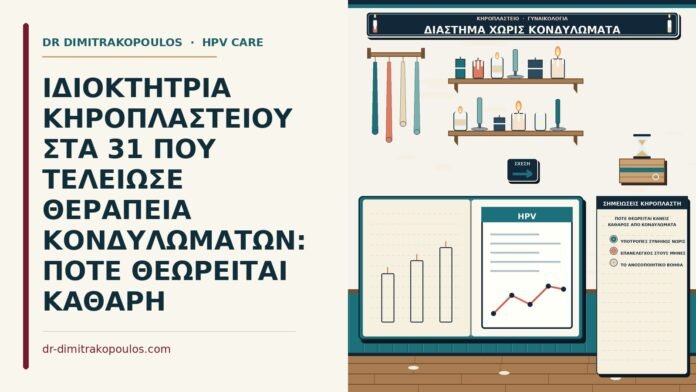 ΙΔΙΟΚΤΗΤΡΙΑ ΚΗΡΟΠΛΑΣΤΕΙΟΥ ΣΤΑ 31 ΠΟΥ ΤΕΛΕΙΩΣΕ ΘΕΡΑΠΕΙΑ ΚΟΝΔΥΛΩΜΑΤΩΝ: ΠΟΤΕ ΘΕΩΡΕΙΤΑΙ ΚΑΘΑΡΗ πότε θεωρείται κανείς καθαρός από κονδυλώματα
