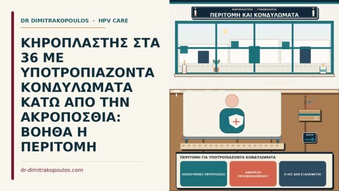 ΚΗΡΟΠΛΑΣΤΗΣ ΣΤΑ 36 ΜΕ ΥΠΟΤΡΟΠΙΑΖΟΝΤΑ ΚΟΝΔΥΛΩΜΑΤΑ ΚΑΤΩ ΑΠΟ ΤΗΝ ΑΚΡΟΠΟΣΘΙΑ: ΒΟΗΘΑ Η ΠΕΡΙΤΟΜΗ περιτομή για υποτροπιάζοντα κονδυλώματα