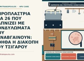 ΚΗΡΟΠΛΑΣΤΡΙΑ ΣΤΑ 26 ΠΟΥ ΚΑΠΝΙΖΕΙ ΜΕ ΚΟΝΔΥΛΩΜΑΤΑ ΠΟΥ ΞΑΝΑΒΓΑΙΝΟΥΝ: ΒΟΗΘΑ Η ΔΙΑΚΟΠΗ ΤΟΥ ΤΣΙΓΑΡΟΥ κάπνισμα και υποτροπές κονδυλωμάτων