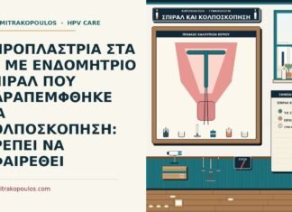 ΚΗΡΟΠΛΑΣΤΡΙΑ ΣΤΑ 28 ΜΕ ΕΝΔΟΜΗΤΡΙΟ ΣΠΙΡΑΛ ΠΟΥ ΠΑΡΑΠΕΜΦΘΗΚΕ ΓΙΑ ΚΟΛΠΟΣΚΟΠΗΣΗ: ΠΡΕΠΕΙ ΝΑ ΑΦΑΙΡΕΘΕΙ σπιράλ και κολποσκόπηση