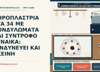 ΚΗΡΟΠΛΑΣΤΡΙΑ ΣΤΑ 34 ΜΕ ΚΟΝΔΥΛΩΜΑΤΑ ΚΑΙ ΣΥΝΤΡΟΦΟ ΓΥΝΑΙΚΑ: ΚΙΝΔΥΝΕΥΕΙ ΚΑΙ ΕΚΕΙΝΗ μετάδοση κονδυλωμάτων μεταξύ γυναικών
