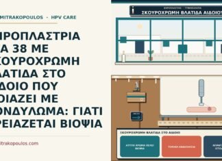 ΚΗΡΟΠΛΑΣΤΡΙΑ ΣΤΑ 38 ΜΕ ΣΚΟΥΡΟΧΡΩΜΗ ΒΛΑΤΙΔΑ ΣΤΟ ΑΙΔΟΙΟ ΠΟΥ ΜΟΙΑΖΕΙ ΜΕ ΚΟΝΔΥΛΩΜΑ: ΓΙΑΤΙ ΧΡΕΙΑΖΕΤΑΙ ΒΙΟΨΙΑ σκουρόχρωμη βλατίδα στο αιδοίο