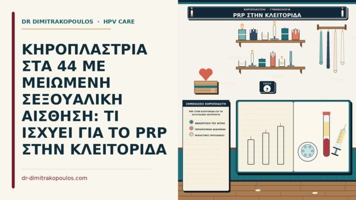ΚΗΡΟΠΛΑΣΤΡΙΑ ΣΤΑ 44 ΜΕ ΜΕΙΩΜΕΝΗ ΣΕΞΟΥΑΛΙΚΗ ΑΙΣΘΗΣΗ: ΤΙ ΙΣΧΥΕΙ ΓΙΑ ΤΟ PRP ΣΤΗΝ ΚΛΕΙΤΟΡΙΔΑ PRP στην κλειτορίδα για τη σεξουαλική λειτουργία