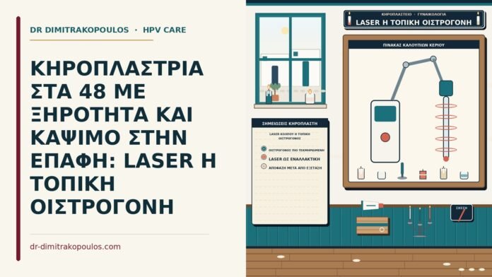 ΚΗΡΟΠΛΑΣΤΡΙΑ ΣΤΑ 48 ΜΕ ΞΗΡΟΤΗΤΑ ΚΑΙ ΚΑΨΙΜΟ ΣΤΗΝ ΕΠΑΦΗ: LASER Η ΤΟΠΙΚΗ ΟΙΣΤΡΟΓΟΝΗ laser κόλπου ή τοπική οιστρογόνος