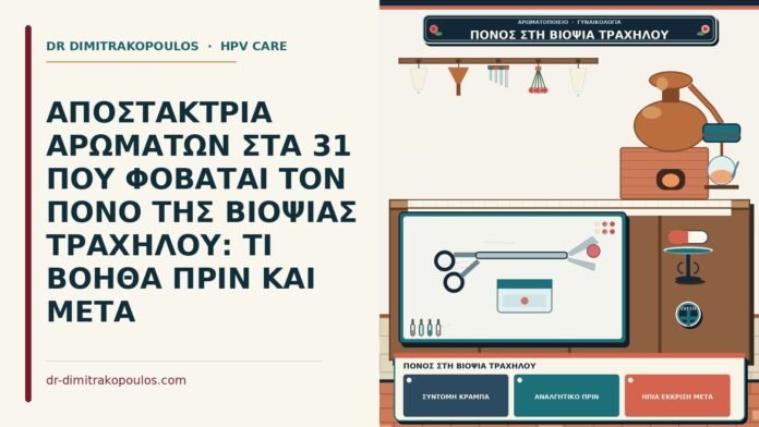ΑΠΟΣΤΑΚΤΡΙΑ ΑΡΩΜΑΤΩΝ ΣΤΑ 31 ΠΟΥ ΦΟΒΑΤΑΙ ΤΟΝ ΠΟΝΟ ΤΗΣ ΒΙΟΨΙΑΣ ΤΡΑΧΗΛΟΥ: ΤΙ ΒΟΗΘΑ ΠΡΙΝ ΚΑΙ ΜΕΤΑ πόνος στη βιοψία τραχήλου