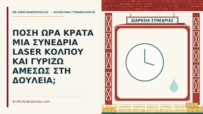 ΠΟΣΗ ΩΡΑ ΚΡΑΤΑ ΜΙΑ ΣΥΝΕΔΡΙΑ LASER ΚΟΛΠΟΥ ΚΑΙ ΓΥΡΙΖΩ ΑΜΕΣΩΣ ΣΤΗ ΔΟΥΛΕΙΑ; διάρκεια συνεδρίας laser κόλπου