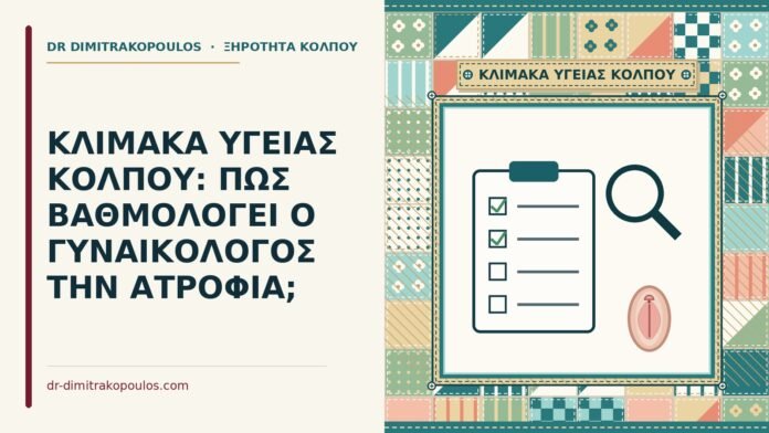 ΚΛΙΜΑΚΑ ΥΓΕΙΑΣ ΚΟΛΠΟΥ: ΠΩΣ ΒΑΘΜΟΛΟΓΕΙ Ο ΓΥΝΑΙΚΟΛΟΓΟΣ ΤΗΝ ΑΤΡΟΦΙΑ; κλίμακα υγείας κόλπου
