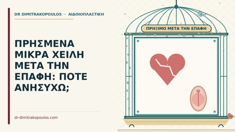πρησμένα μικρά χείλη μετά την επαφή