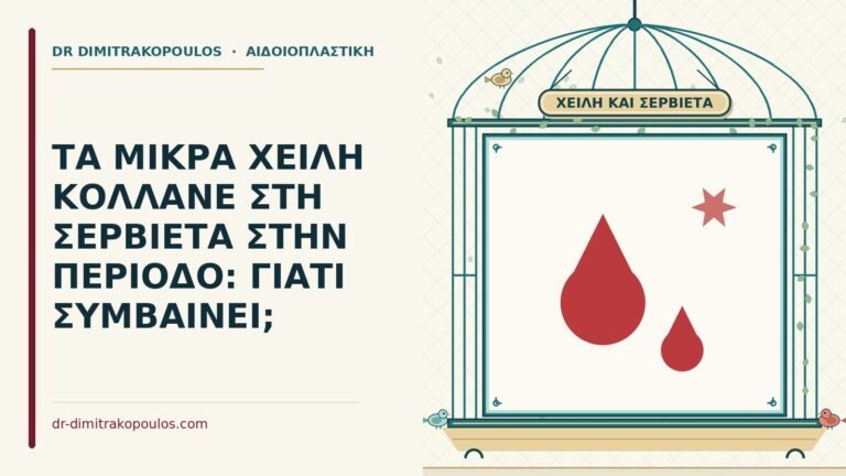 μικρά χείλη που κολλάνε στη σερβιέτα