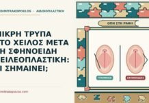 ΜΙΚΡΗ ΤΡΥΠΑ ΣΤΟ ΧΕΙΛΟΣ ΜΕΤΑ ΤΗ ΣΦΗΝΟΕΙΔΗ ΧΕΙΛΕΟΠΛΑΣΤΙΚΗ: ΤΙ ΣΗΜΑΙΝΕΙ; σφηνοειδή χειλεοπλαστική