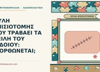 ΟΥΛΗ ΕΠΙΣΙΟΤΟΜΗΣ ΠΟΥ ΤΡΑΒΑΕΙ ΤΑ ΧΕΙΛΗ ΤΟΥ ΑΙΔΟΙΟΥ: ΔΙΟΡΘΩΝΕΤΑΙ; ουλή επισιοτομής