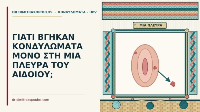 ΓΙΑΤΙ ΒΓΗΚΑΝ ΚΟΝΔΥΛΩΜΑΤΑ ΜΟΝΟ ΣΤΗ ΜΙΑ ΠΛΕΥΡΑ ΤΟΥ ΑΙΔΟΙΟΥ; κονδυλώματα στη μία πλευρά