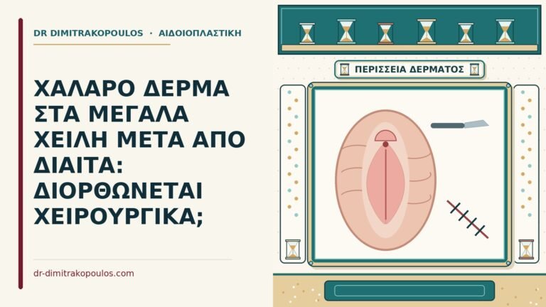 χαλαρό δέρμα στα μεγάλα χείλη