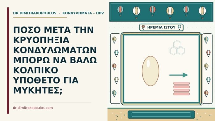 ΠΟΣΟ ΜΕΤΑ ΤΗΝ ΚΡΥΟΠΗΞΙΑ ΚΟΝΔΥΛΩΜΑΤΩΝ ΜΠΟΡΩ ΝΑ ΒΑΛΩ ΚΟΛΠΙΚΟ ΥΠΟΘΕΤΟ ΓΙΑ ΜΥΚΗΤΕΣ; υπόθετο μετά την κρυοπηξία