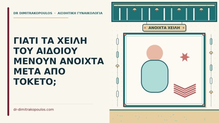 χείλη του αιδοίου ανοιχτά μετά από τοκετό