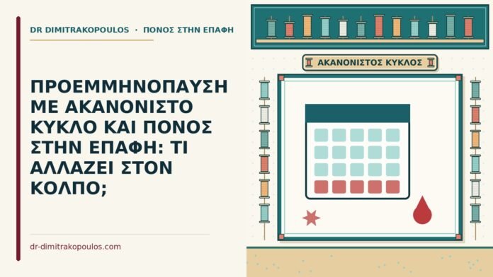 ΠΡΟΕΜΜΗΝΟΠΑΥΣΗ ΜΕ ΑΚΑΝΟΝΙΣΤΟ ΚΥΚΛΟ ΚΑΙ ΠΟΝΟΣ ΣΤΗΝ ΕΠΑΦΗ: ΤΙ ΑΛΛΑΖΕΙ ΣΤΟΝ ΚΟΛΠΟ; προεμμηνόπαυση