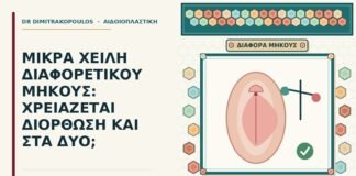 μικρά χείλη διαφορετικού μήκους