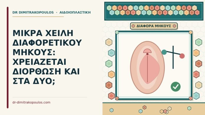 μικρά χείλη διαφορετικού μήκους