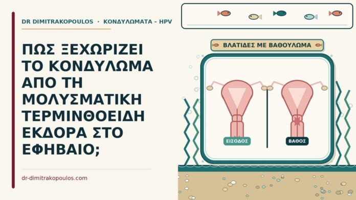 ΠΩΣ ΞΕΧΩΡΙΖΕΙ ΤΟ ΚΟΝΔΥΛΩΜΑ ΑΠΟ ΤΗ ΜΟΛΥΣΜΑΤΙΚΗ ΤΕΡΜΙΝΘΟΕΙΔΗ ΕΚΔΟΡΑ ΣΤΟ ΕΦΗΒΑΙΟ; τερμινθοειδής έκδορα