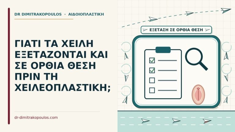εξέταση σε όρθια θέση πριν τη χειλεοπλαστική
